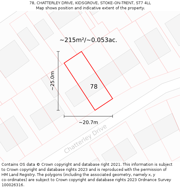 78, CHATTERLEY DRIVE, KIDSGROVE, STOKE-ON-TRENT, ST7 4LL: Plot and title map