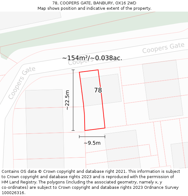 78, COOPERS GATE, BANBURY, OX16 2WD: Plot and title map