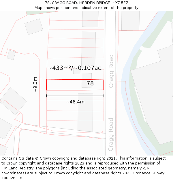 78, CRAGG ROAD, HEBDEN BRIDGE, HX7 5EZ: Plot and title map