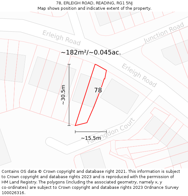 78, ERLEIGH ROAD, READING, RG1 5NJ: Plot and title map