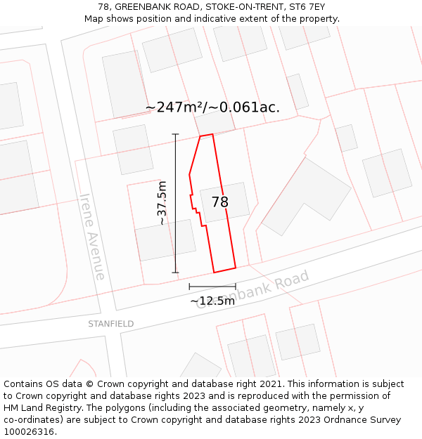 78, GREENBANK ROAD, STOKE-ON-TRENT, ST6 7EY: Plot and title map