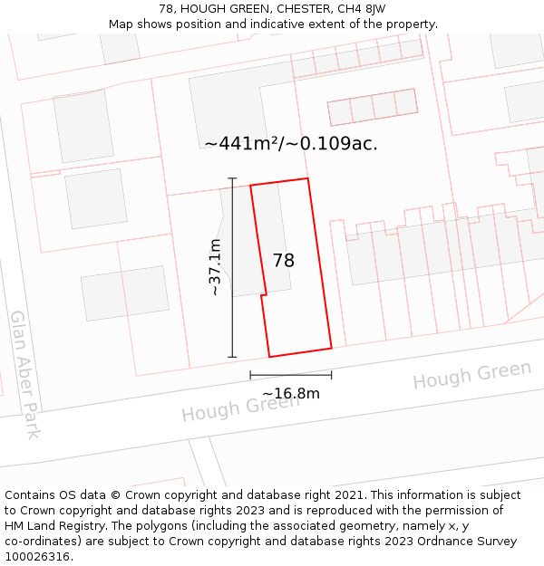 78, HOUGH GREEN, CHESTER, CH4 8JW: Plot and title map