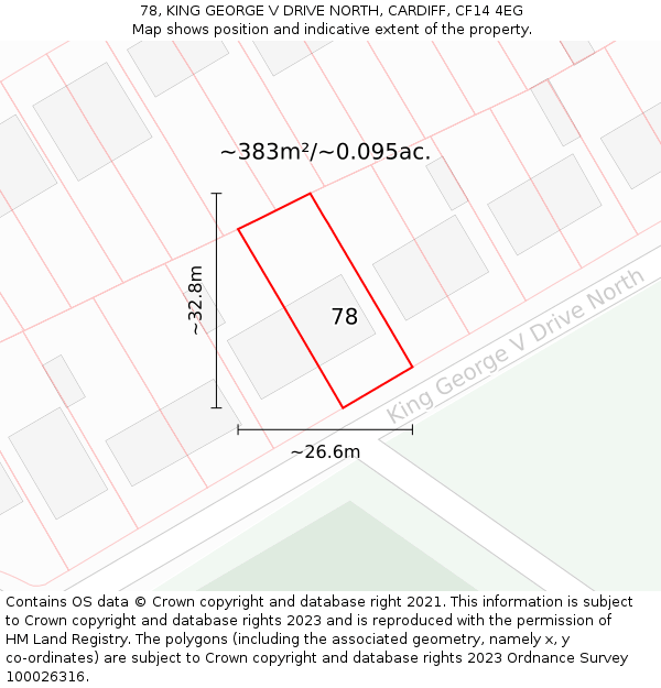 78, KING GEORGE V DRIVE NORTH, CARDIFF, CF14 4EG: Plot and title map