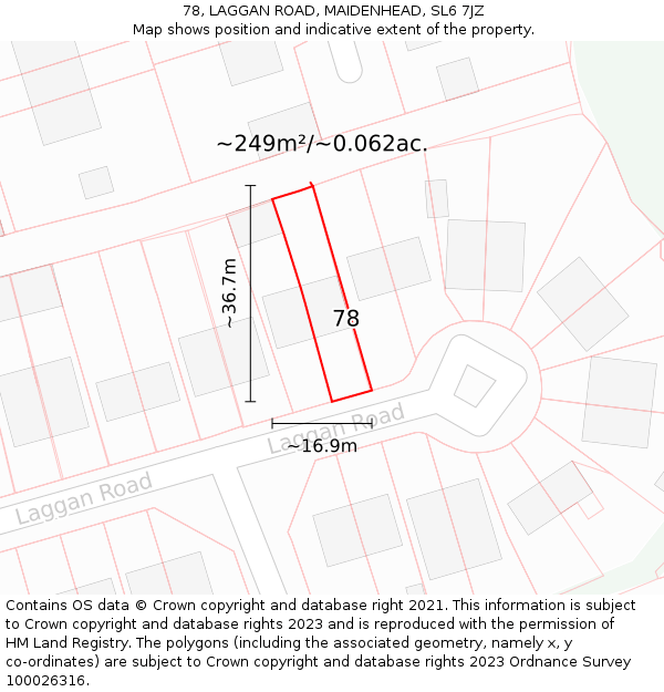 78, LAGGAN ROAD, MAIDENHEAD, SL6 7JZ: Plot and title map