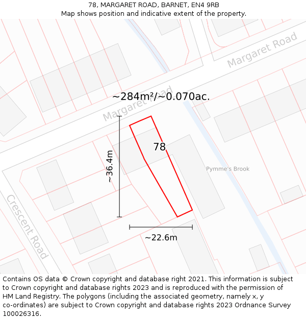 78, MARGARET ROAD, BARNET, EN4 9RB: Plot and title map