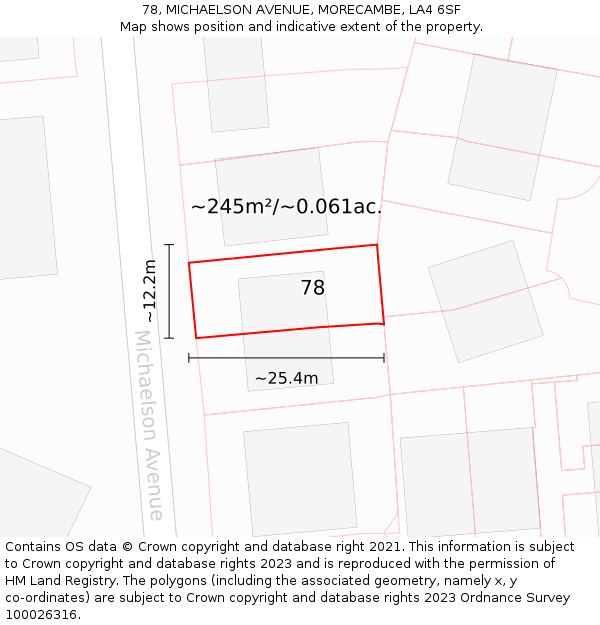 78, MICHAELSON AVENUE, MORECAMBE, LA4 6SF: Plot and title map