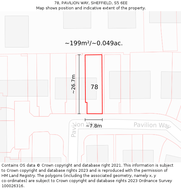 78, PAVILION WAY, SHEFFIELD, S5 6EE: Plot and title map