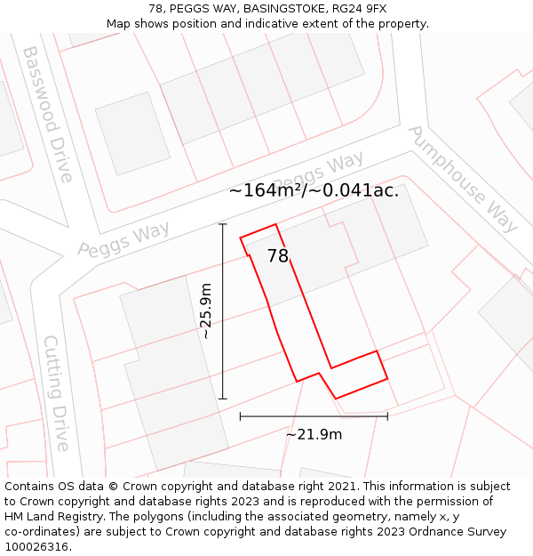 78, PEGGS WAY, BASINGSTOKE, RG24 9FX: Plot and title map