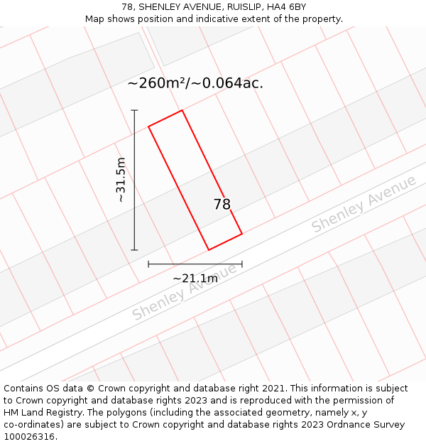 78, SHENLEY AVENUE, RUISLIP, HA4 6BY: Plot and title map