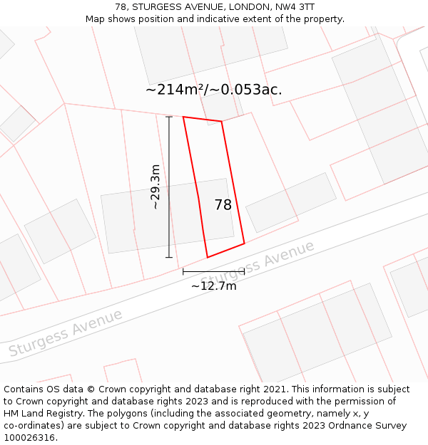 78, STURGESS AVENUE, LONDON, NW4 3TT: Plot and title map