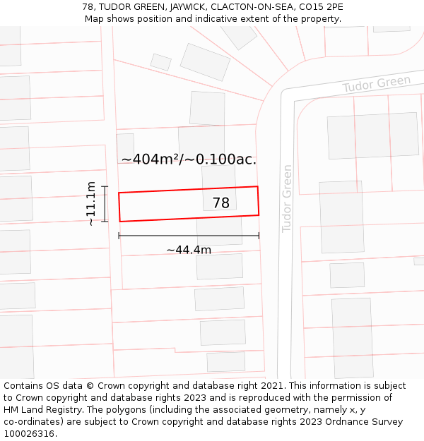 78, TUDOR GREEN, JAYWICK, CLACTON-ON-SEA, CO15 2PE: Plot and title map