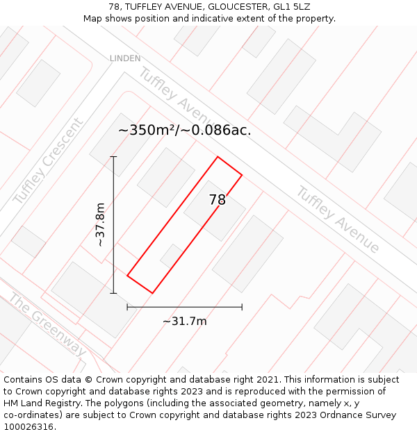 78, TUFFLEY AVENUE, GLOUCESTER, GL1 5LZ: Plot and title map