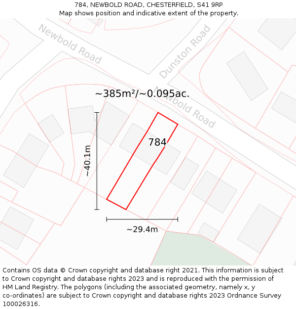 784, NEWBOLD ROAD, CHESTERFIELD, S41 9RP: Plot and title map