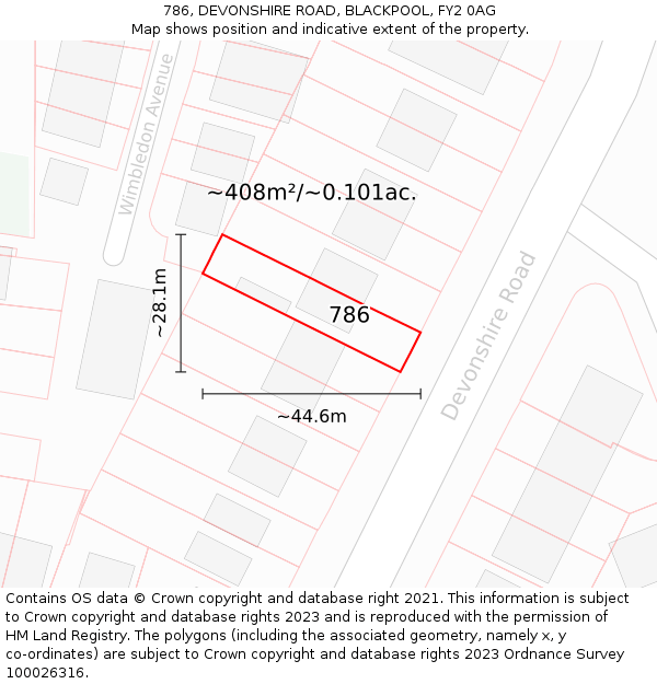 786, DEVONSHIRE ROAD, BLACKPOOL, FY2 0AG: Plot and title map