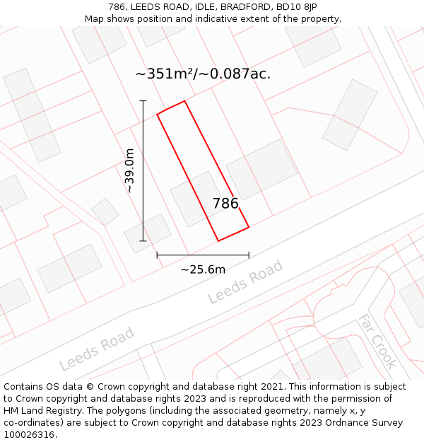 786, LEEDS ROAD, IDLE, BRADFORD, BD10 8JP: Plot and title map