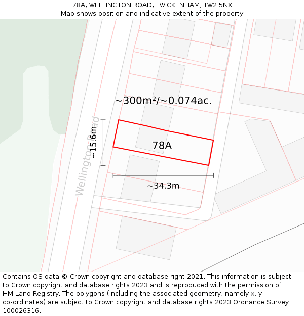 78A, WELLINGTON ROAD, TWICKENHAM, TW2 5NX: Plot and title map