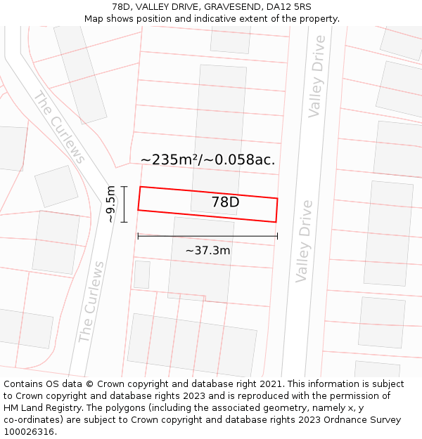 78D, VALLEY DRIVE, GRAVESEND, DA12 5RS: Plot and title map