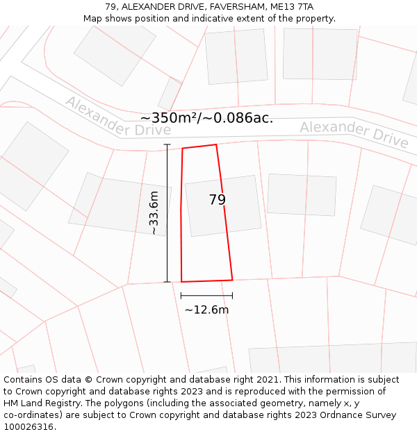 79, ALEXANDER DRIVE, FAVERSHAM, ME13 7TA: Plot and title map