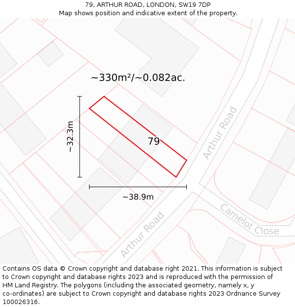 79, ARTHUR ROAD, LONDON, SW19 7DP: Plot and title map