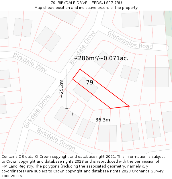 79, BIRKDALE DRIVE, LEEDS, LS17 7RU: Plot and title map