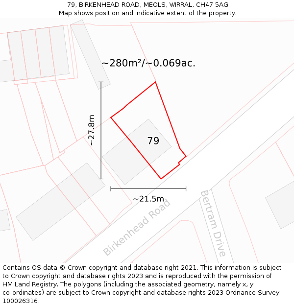 79, BIRKENHEAD ROAD, MEOLS, WIRRAL, CH47 5AG: Plot and title map