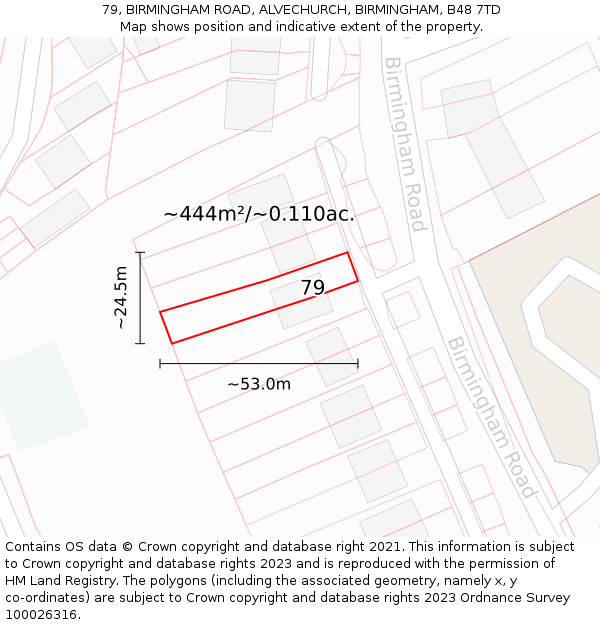 79, BIRMINGHAM ROAD, ALVECHURCH, BIRMINGHAM, B48 7TD: Plot and title map