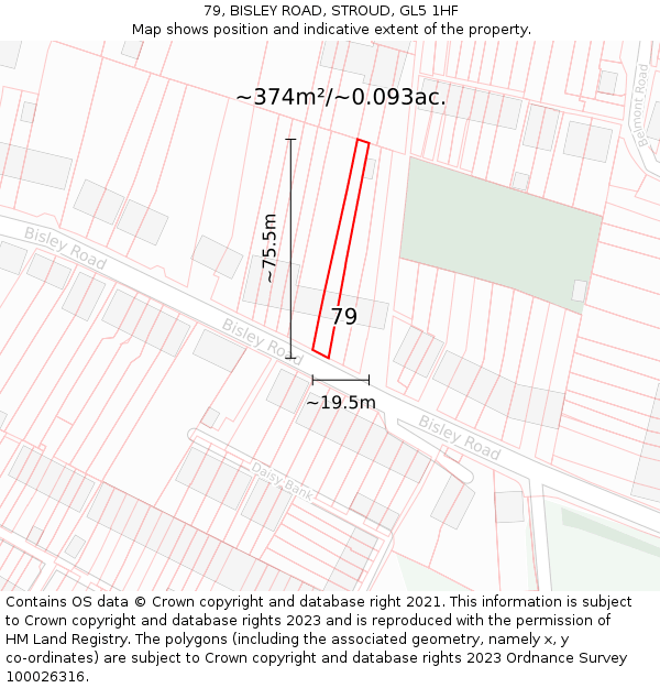 79, BISLEY ROAD, STROUD, GL5 1HF: Plot and title map