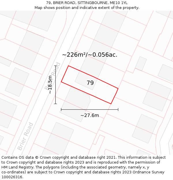 79, BRIER ROAD, SITTINGBOURNE, ME10 1YL: Plot and title map