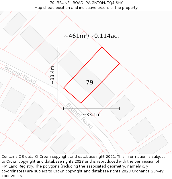 79, BRUNEL ROAD, PAIGNTON, TQ4 6HY: Plot and title map