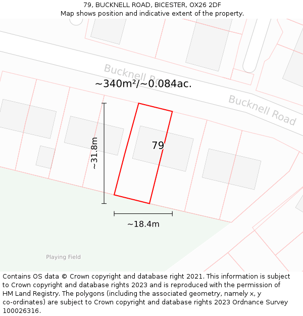 79, BUCKNELL ROAD, BICESTER, OX26 2DF: Plot and title map