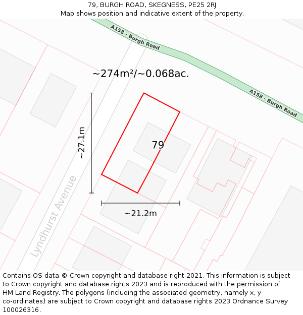 79, BURGH ROAD, SKEGNESS, PE25 2RJ: Plot and title map