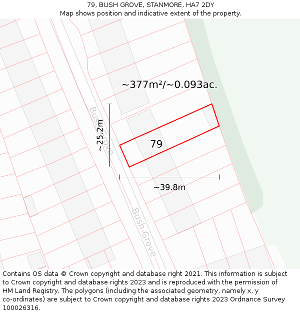 79, BUSH GROVE, STANMORE, HA7 2DY: Plot and title map