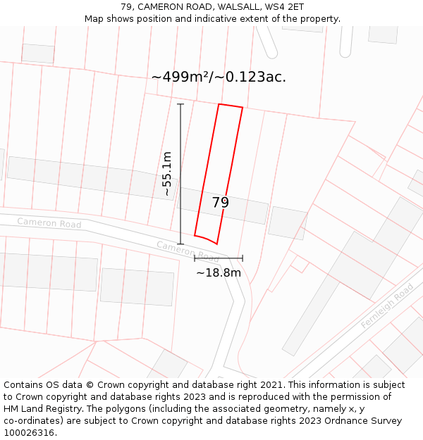 79, CAMERON ROAD, WALSALL, WS4 2ET: Plot and title map
