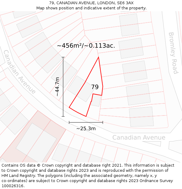 79, CANADIAN AVENUE, LONDON, SE6 3AX: Plot and title map