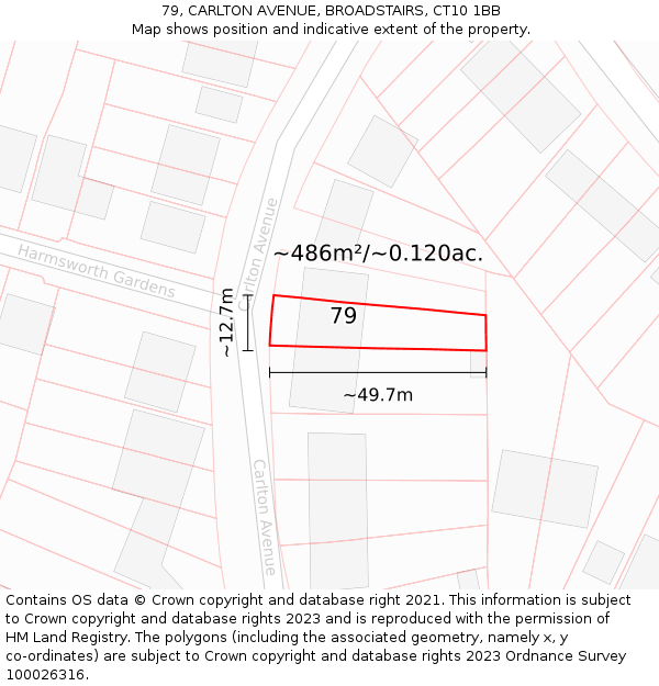 79, CARLTON AVENUE, BROADSTAIRS, CT10 1BB: Plot and title map