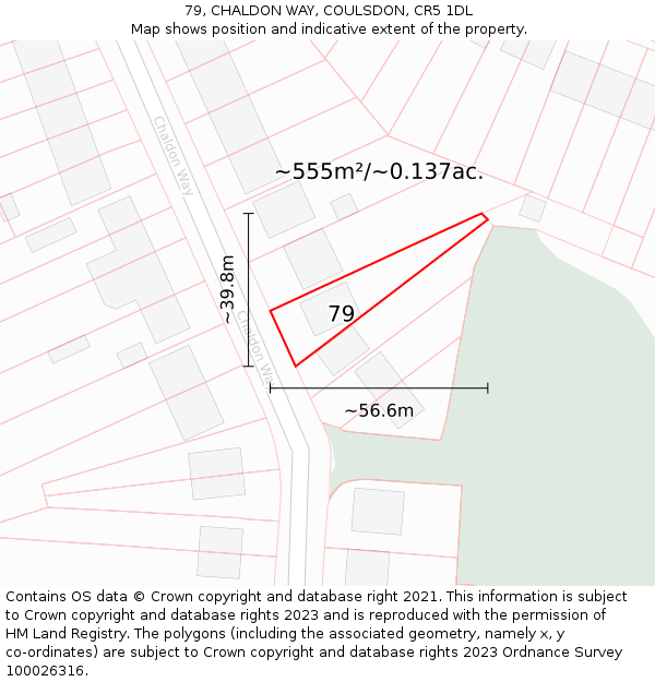 79, CHALDON WAY, COULSDON, CR5 1DL: Plot and title map