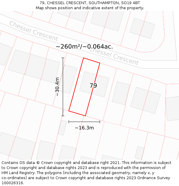 79, CHESSEL CRESCENT, SOUTHAMPTON, SO19 4BT: Plot and title map