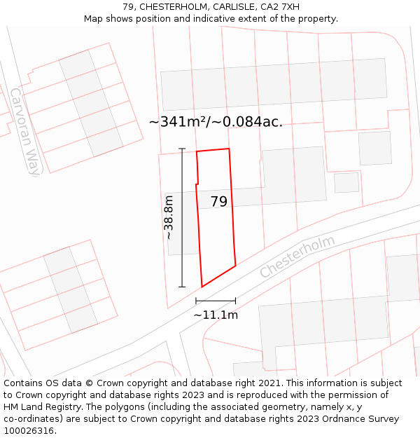 79, CHESTERHOLM, CARLISLE, CA2 7XH: Plot and title map