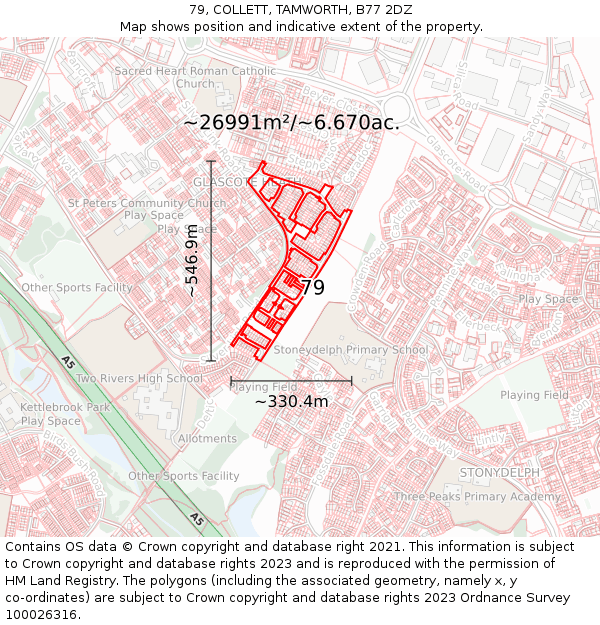 79, COLLETT, TAMWORTH, B77 2DZ: Plot and title map