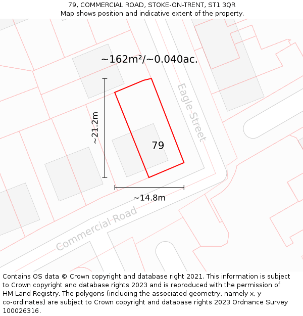 79, COMMERCIAL ROAD, STOKE-ON-TRENT, ST1 3QR: Plot and title map
