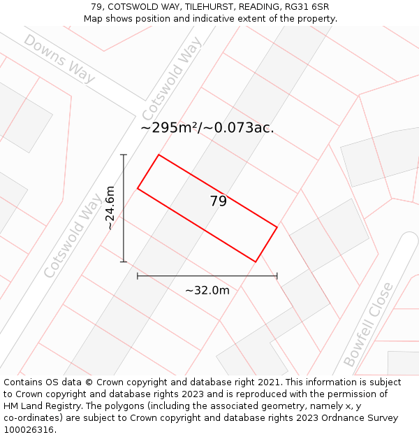 79, COTSWOLD WAY, TILEHURST, READING, RG31 6SR: Plot and title map