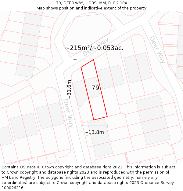 79, DEER WAY, HORSHAM, RH12 1PX: Plot and title map