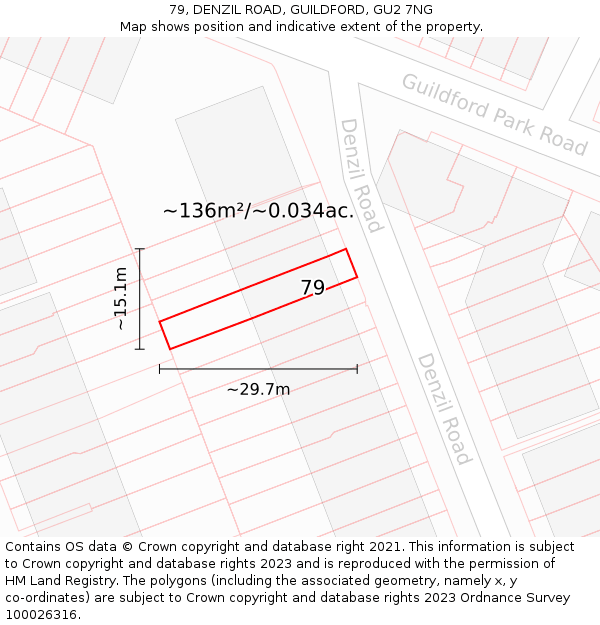 79, DENZIL ROAD, GUILDFORD, GU2 7NG: Plot and title map