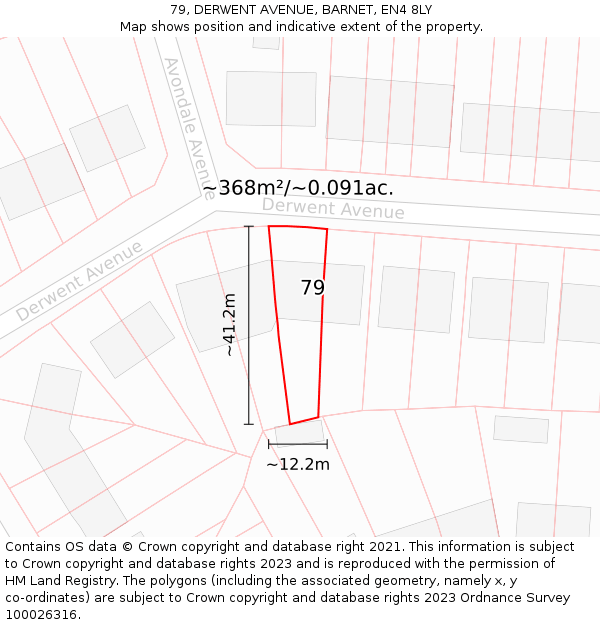 79, DERWENT AVENUE, BARNET, EN4 8LY: Plot and title map