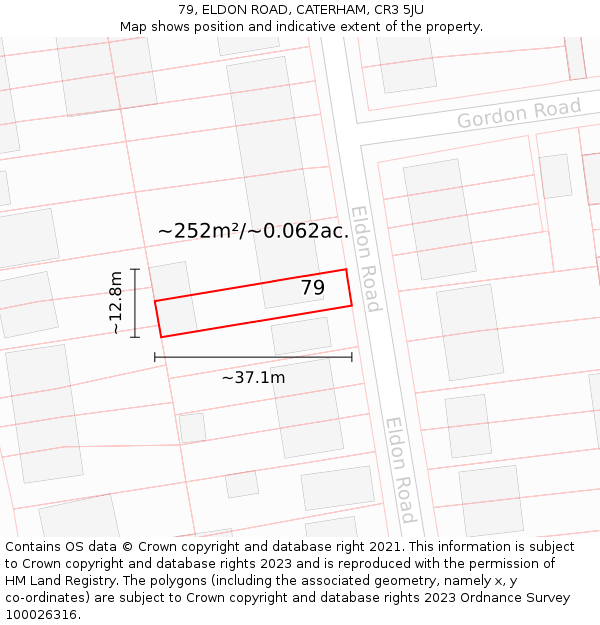 79, ELDON ROAD, CATERHAM, CR3 5JU: Plot and title map