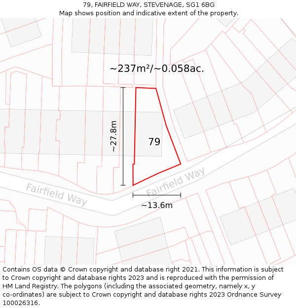 79, FAIRFIELD WAY, STEVENAGE, SG1 6BG: Plot and title map