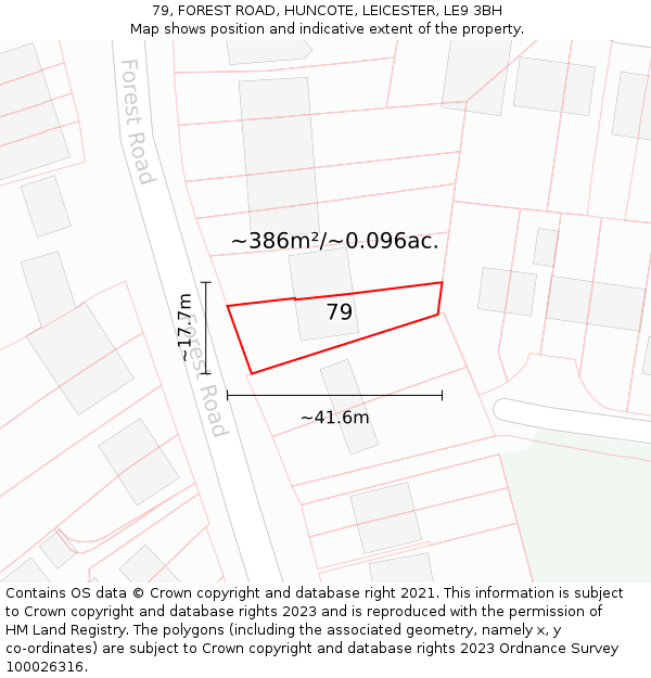 79, FOREST ROAD, HUNCOTE, LEICESTER, LE9 3BH: Plot and title map