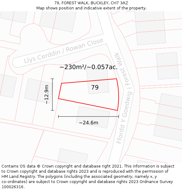 79, FOREST WALK, BUCKLEY, CH7 3AZ: Plot and title map