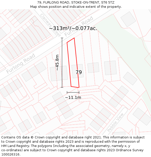 79, FURLONG ROAD, STOKE-ON-TRENT, ST6 5TZ: Plot and title map