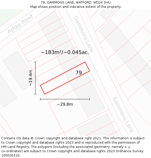 79, GAMMONS LANE, WATFORD, WD24 5HU: Plot and title map